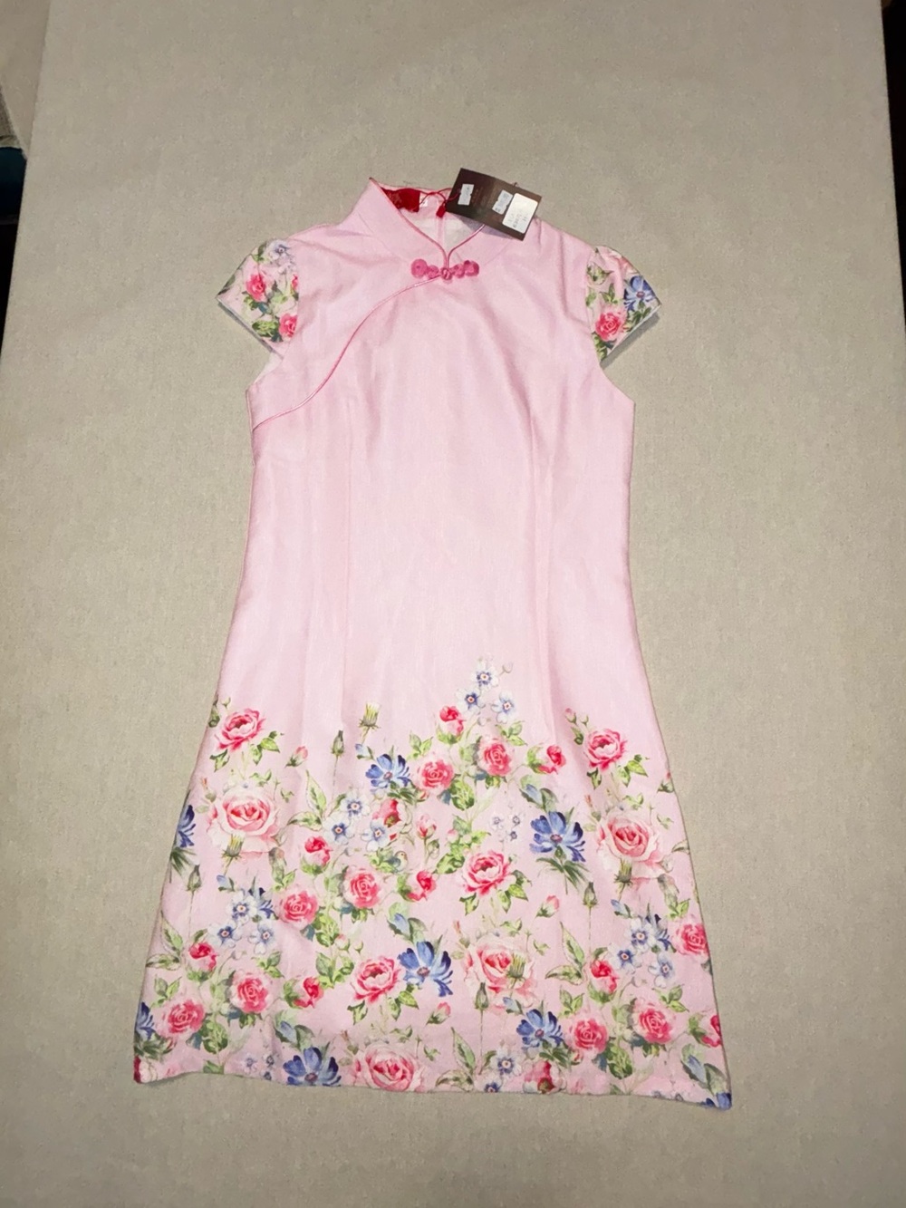 Girls Pink Floral Qipao Dress Size Youth 16
